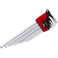 Wiha 9 Piece Ergostar Magicring Ball End Hexagon Allen Key Set with red and black holder, silver L-shaped keys.