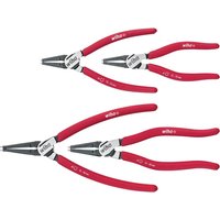 Red-handled Wiha Classic 4 Piece Magictips Circlip Pliers Set with precision tips and silver accents.