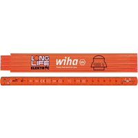 Orange Wiha Longlife Elektrik folding rule with black and white markings and logo on the side.