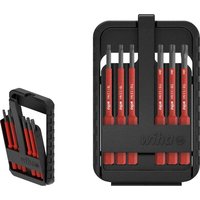 Wiha Slimbit Electric 7 Piece Torx Screwdriver Bit Set, red and black bits in a compact black plastic case.