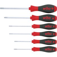 Wiha Softfinish 6 Piece Torx Screwdriver Set with red and black ergonomic handles and silver shafts.