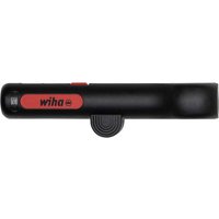 Black and red Wiha stripping tool for round cable with ergonomic grip and adjustable blade.