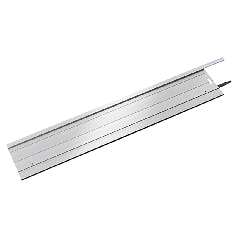 Silver aluminum extension set with a smooth surface, featuring precise guidance grooves and a single attachment point, designed for the Wolfcraft FKS 145 tool.