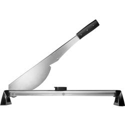Wolfcraft 6937000 LC 600 laminate cutter features a stainless steel blade, black handle, and sturdy base, designed for precise 11mm cuts up to 465mm wide.