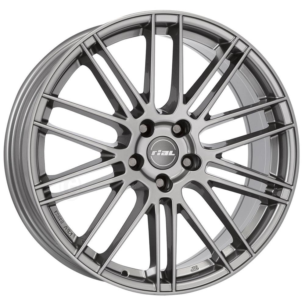 Wolfrace Eurosport Kibo alloy wheel set in gunmetal, featuring a sleek 18x8 inch design, ET42 offset, 5x112 PCD, and a 70.1mm centre bore, showcasing a modern multi-spoke pattern.