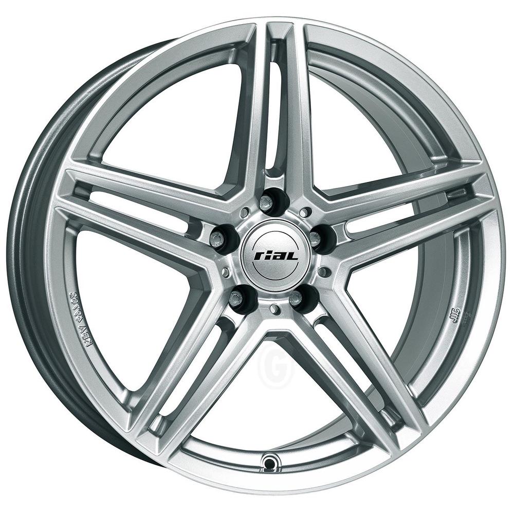 Wolfrace Eurosport M10 alloy wheel in Polar Silver, featuring a sleek five-spoke design, 17x7.5 inch size, ET52.5 offset, and a 63.4mm centre bore, sold as a set of four.