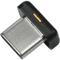 Black and silver Yubico YubiKey 5C Nano with USB-C connector and gold contact pad.