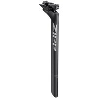 Black Zipp Service Course seatpost with white logo, sleek design, and adjustable saddle clamp.