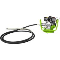 Green Zipper BR160Y 5.5HP petrol concrete poker with black hose and metal vibrating head.