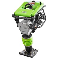 Green Zipper RAM80C vibrating tamper with 6.5HP engine, black handle, and square metal base.