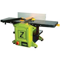 Green Zipper ZI-HB305 planer thicknesser with 305mm blade, black tables, and yellow adjustment knobs.