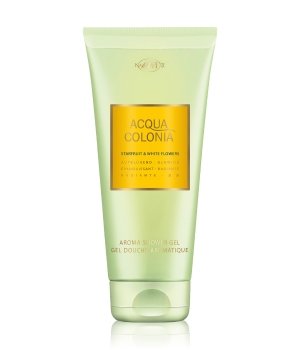 Light green tube of 4711 Unisex Acqua Colonia Starfruit & White Flowers Shower Gel, featuring a bright yellow label with product details, 200ml size, and a sleek, modern design.