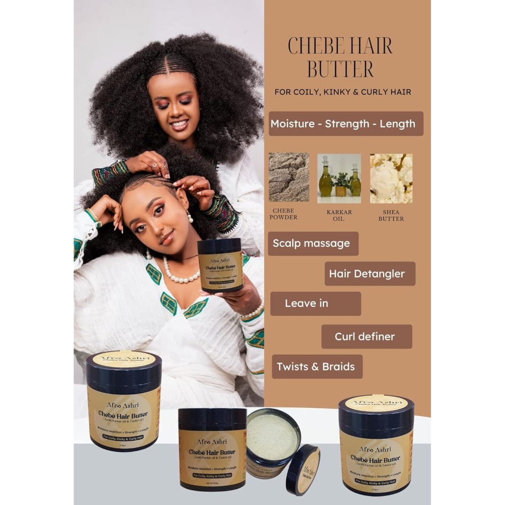 Afro Ashri Chebe Hair Growth Butter With Karkar Oil & Castor Oil 375g - image 4