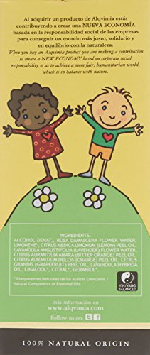 Brightly colored packaging featuring two cartoon children on a green hill, with floral elements and text about the product's natural origin and social responsibility.