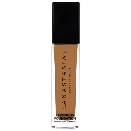 Luminous Foundation in a clear glass bottle with a black cap, labeled "Anastasia Beverly Hills" and shade "370W," featuring a sleek, modern design.