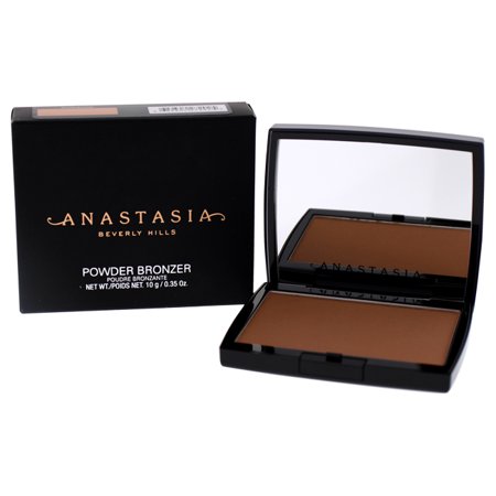 A sleek black compact with a mirror contains a warm, matte bronzer in the shade Rosewood, featuring the Anastasia Beverly Hills logo on the box.