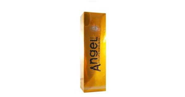 Golden rectangular box with a glossy finish, featuring "Angel Professional" in bold black letters, and a logo at the top, indicating the product is a 100ml refining oil.