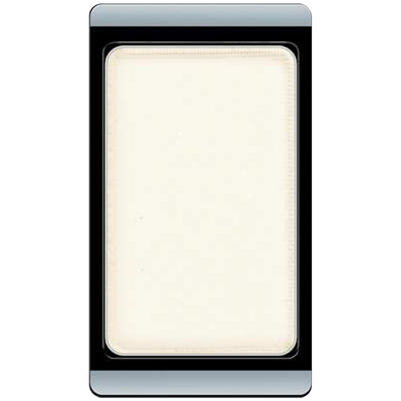 Artdeco Eyeshadow in a sleek black compact, featuring a smooth, matte white powder refill labeled "512 White," perfect for creating a neutral eye look.
