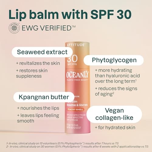 Attitude Oceanly Lip Balm SPF 30 Peachy Shell - image 3