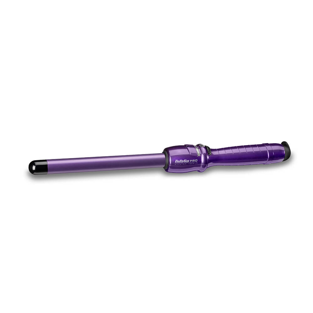 Purple BaByliss Pro Spectrum Hair Wand with a sleek, glossy finish, featuring a tapered barrel and a textured grip for easy handling.