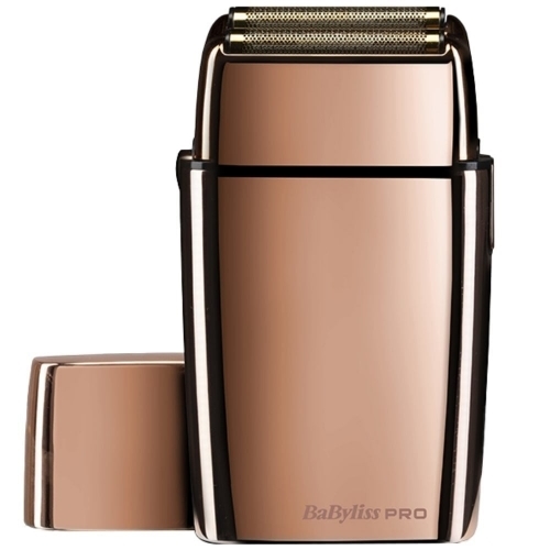 Cordless rechargeable electric razor trimmer in rose gold with a sleek design, featuring a foil head for a close shave and a compact body for easy handling.