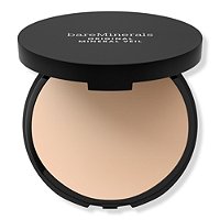 BareMinerals Original Pressed Mineral Veil Setting Powder in a sleek black compact, featuring a smooth, light beige powder inside, ideal for setting makeup.