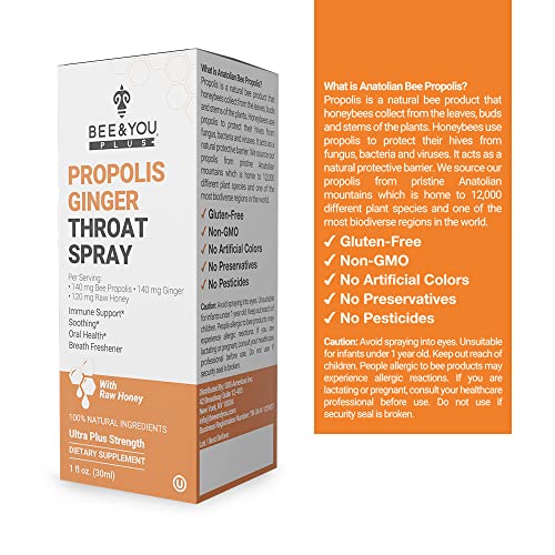 BEE&YOU Propolis Ginger Raw Honey Throat Spray With Menthol 30ml - image 3