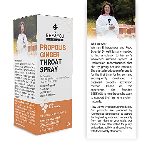 BEE&YOU Propolis Ginger Raw Honey Throat Spray With Menthol 30ml - image 4