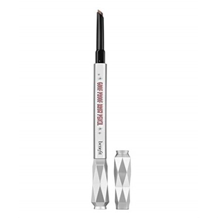 Benefit Cosmetics Goof Proof Waterproof Eyebrow Pencil features a sleek black and silver design with a diamond-patterned barrel, offering a fine tip for precise eyebrow shaping and filling.