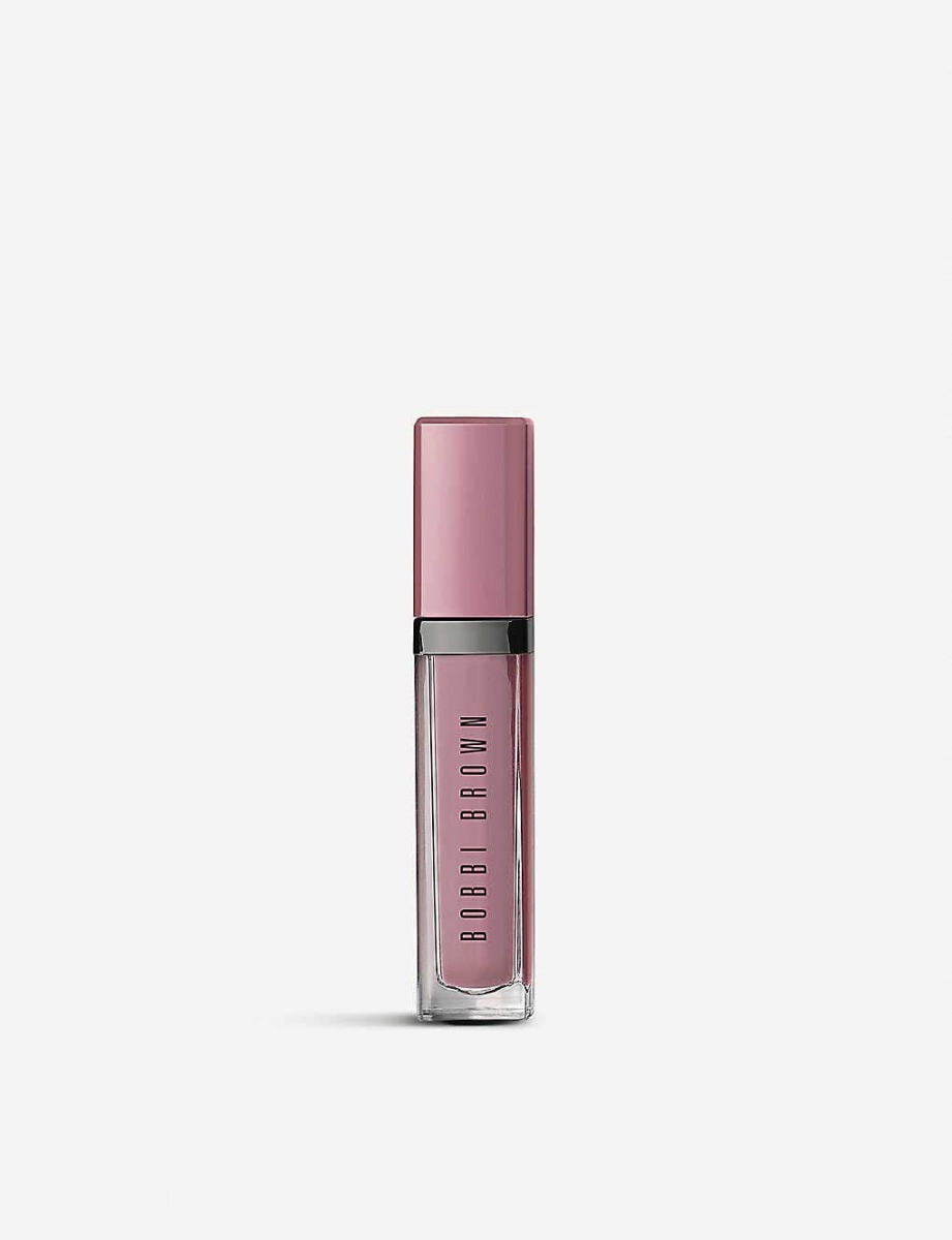 Bobbi Brown Crushed Matte Liquid Lipstick in Main Squeeze, featuring a sleek glass tube with a pink cap and a soft mauve shade, ideal for a bold lip look.