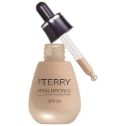Beige glass bottle of By Terry Hyaluronic Hydra Foundation SPF 30 with a dropper cap, showcasing a smooth, lightweight formula ideal for hydration and sun protection.