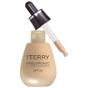 Hyaluronic Hydra-Foundation in a light beige bottle with a dropper, featuring a sleek design and labeled SPF 30 for sun protection.