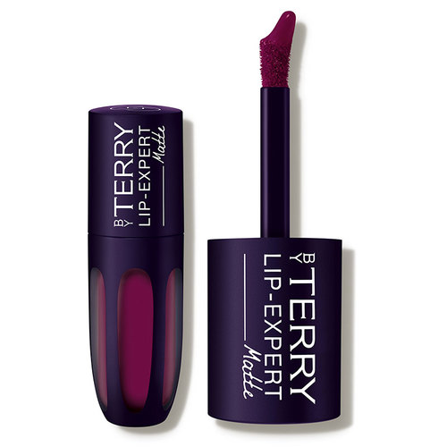 Deep plum liquid lipstick in a sleek, dark purple tube with a glossy finish, featuring a pointed applicator for precise application.