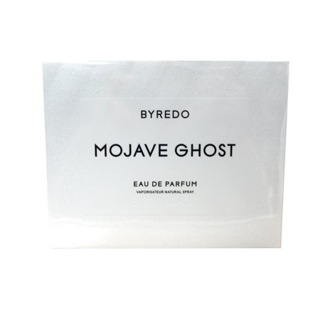 White rectangular box with "BYREDO MOJAVE GHOST" printed in bold black text, featuring a minimalist design for a unisex 50ml Eau De Parfum spray.