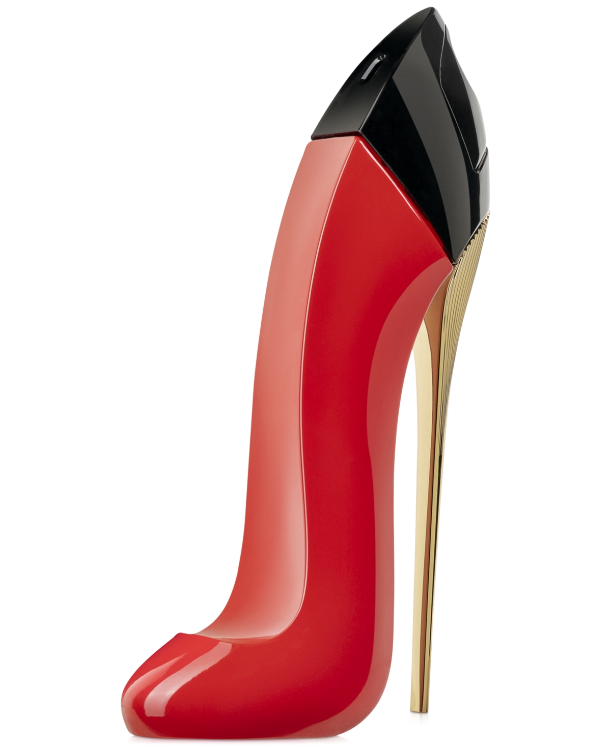 Red stiletto-shaped bottle with a glossy finish, featuring a black cap and gold accents, representing Carolina Herrera Very Good Girl Eau De Parfum 150ml Spray.