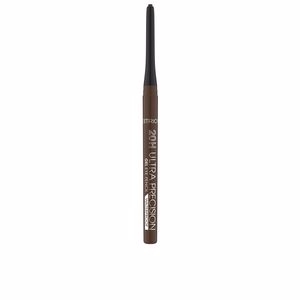Brown waterproof eye pencil with a sleek design, labeled "Catrice 10h Ultra Precision Gel" in a dark brown shade, featuring a fine tip for precise application.