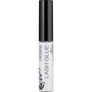 White tube with black cap and decorative black design, labeled "LASH GLUE" by Catrice, containing 5 ml of adhesive for false eyelashes.