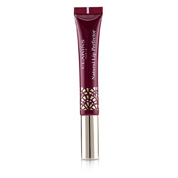 Burgundy tube of Clarins Natural Lip Perfector 18 Intense Garnet, featuring a silver applicator tip and elegant design, containing 12 ml of glossy lip color.