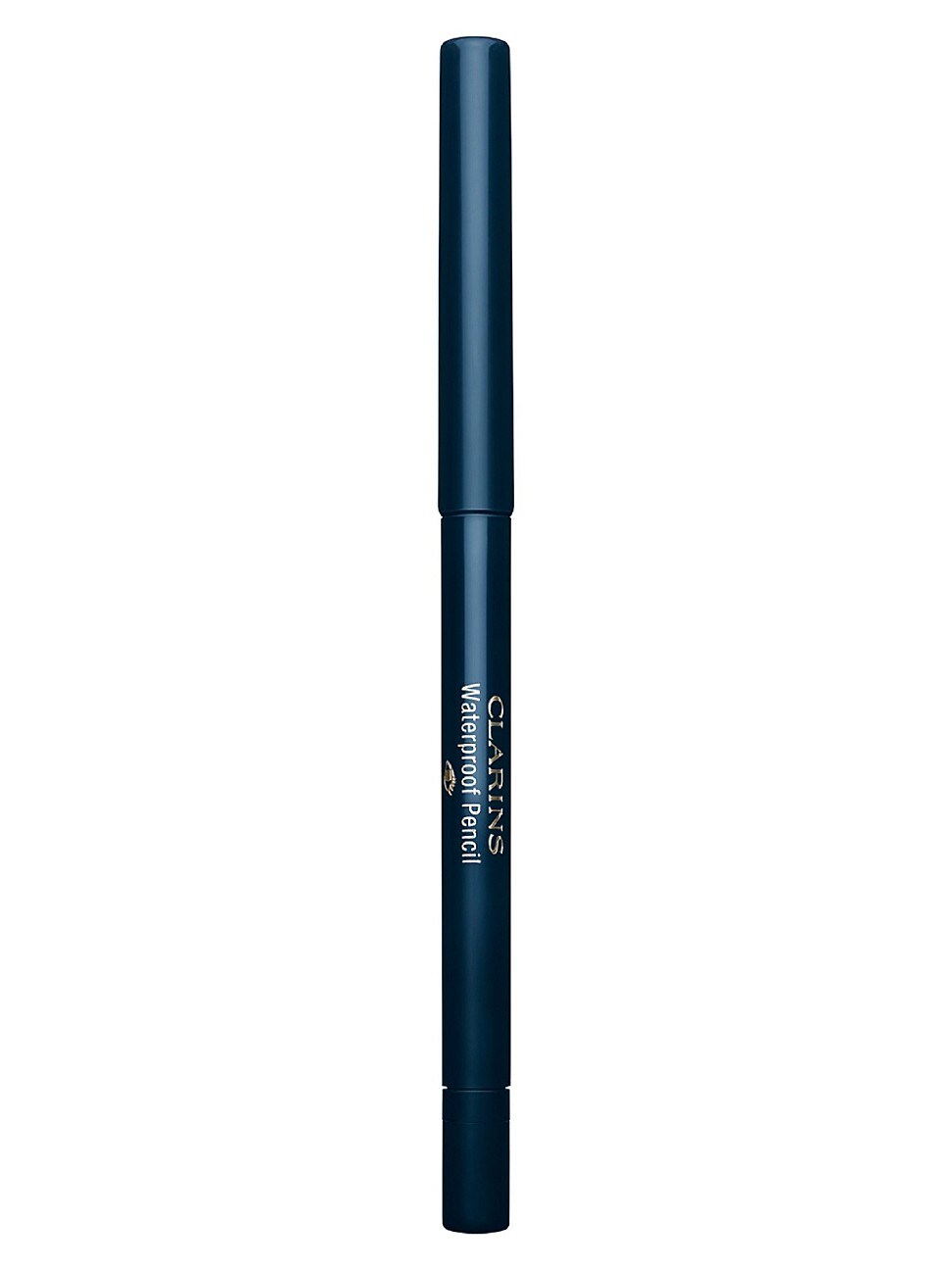 Clarins Waterproof Pencil in shade 03 Blue Orchid, featuring a sleek blue casing and a retractable tip for easy application.