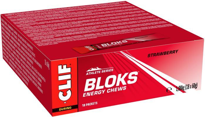 Clif Clif Shot Bloks Natural Energy Chews - Pack of 18 - Strawberry- Pack of 18
