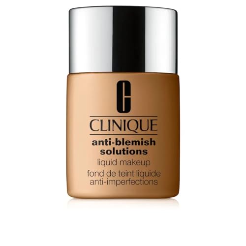 Clinique Anti-Blemish Solutions Liquid Make-up in shade 06 Fresh Sand, housed in a sleek, matte glass bottle with a silver cap, designed to combat blemishes and imperfections.