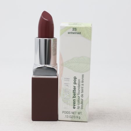 Clinique Even Better Pop Lip Colour in shade 18 Tickled, featuring a sleek silver bullet and a square brown base, with a light green and white box displaying product details.