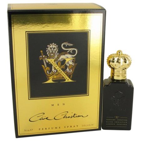 Black and gold box featuring a lion emblem, containing a 50ml black bottle with a gold crown-shaped cap, labeled "Clive Christian 1872 Men Eau De Parfum."