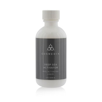 White bottle with a gray label, featuring the CosMedix logo and product name "Deep Sea Activator," 50ml/1.7oz, designed for salon use.