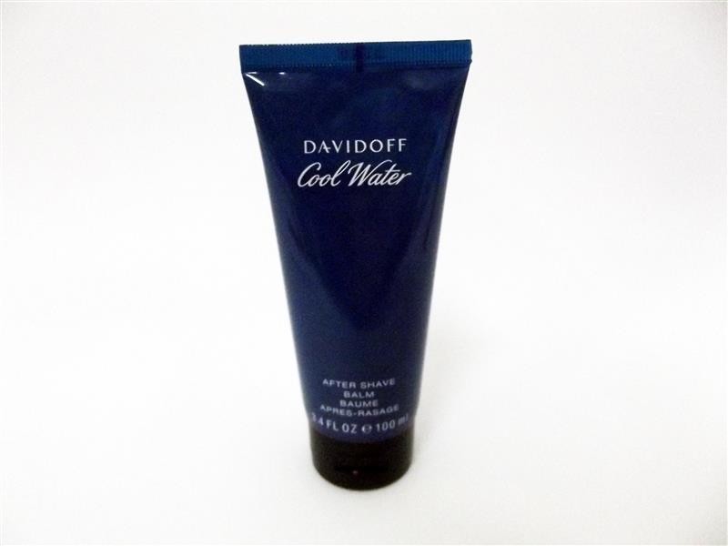 Dark blue tube of Davidoff Cool Water Aftershave Balm for Men, 100ml, featuring white text and a sleek, modern design.