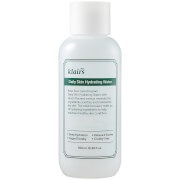 Clear plastic bottle of Dear, Klairs Daily Water for Skin, featuring a minimalist design with a white cap and a label detailing hydrating treatment benefits, 500 ml size.