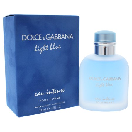 Light blue glass bottle with a silver cap, featuring the label "DOLCE & GABBANA LIGHT BLUE" in white, alongside a matching blue box, both showcasing a fresh and elegant design.