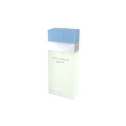 Transparent bottle of Dolce & Gabbana Light Blue Perfumed Deodorant Spray, featuring a light blue cap and minimalist design, with the brand name elegantly displayed on the front.