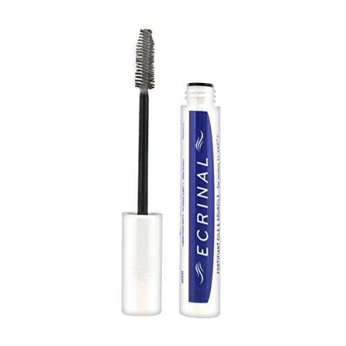 Ecrinal AD ANP 2+ Strengthening Eyelash Gel features a sleek white tube with a blue label and a black applicator brush, designed for enhancing and strengthening eyelashes.