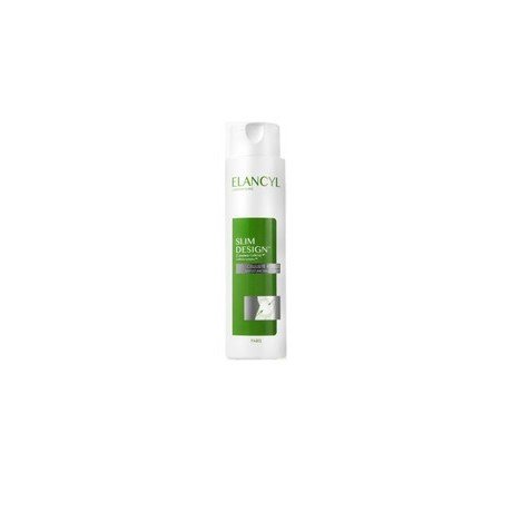 White bottle of Elancyl Slim Design Rebel Cellulite, featuring a green label and silver accents, containing 200ml of product for cellulite treatment.